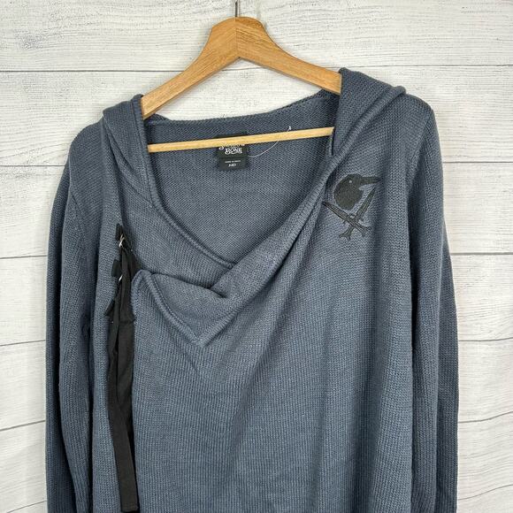 Hot Topic Shadow and Bone Inej Womens M Hooded Cardigan Crows Logo 19886327 Blue - Picture 4 of 11